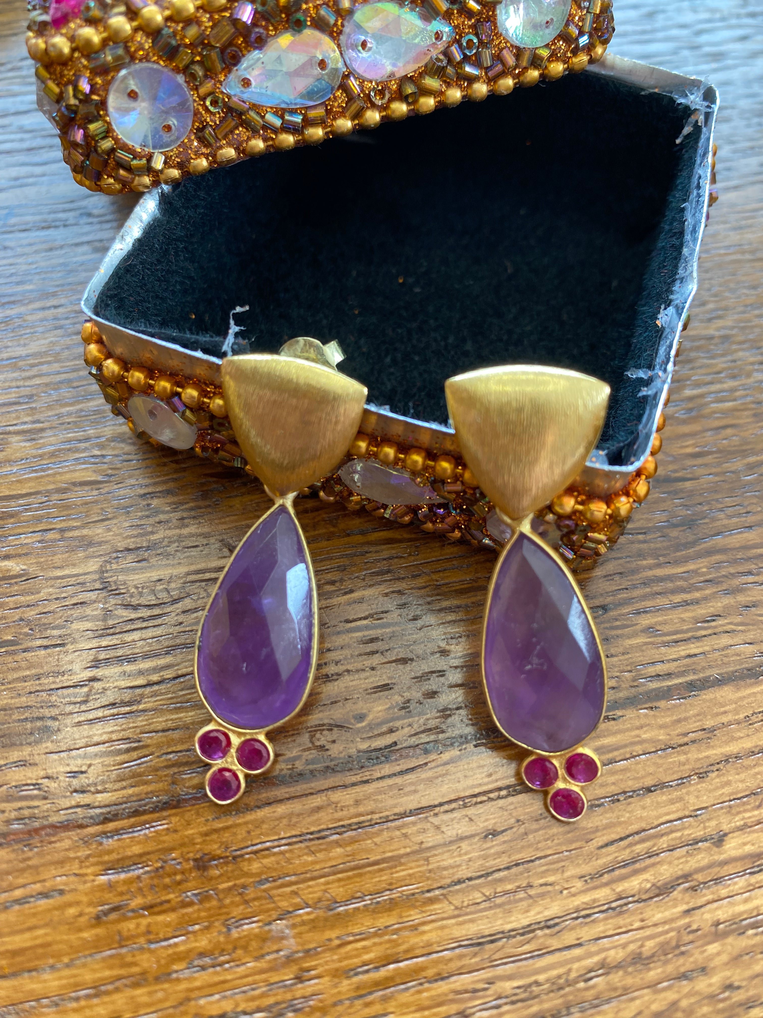 DOSTEE - Boucles d'oreilles Améthyste Ethnique Chic & Bohème