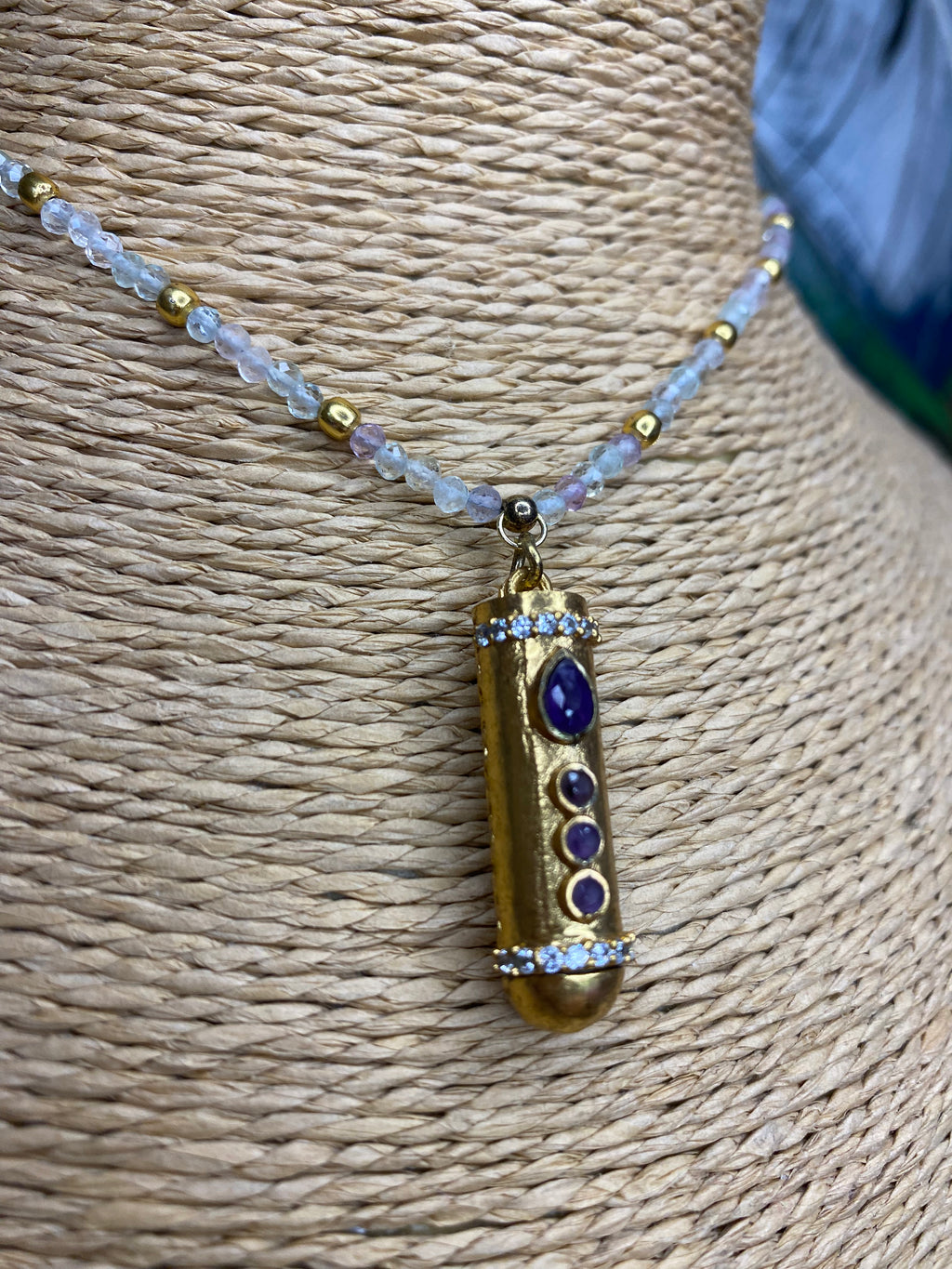 KARMA - Collier Talisman améthyste et pierres naturelles