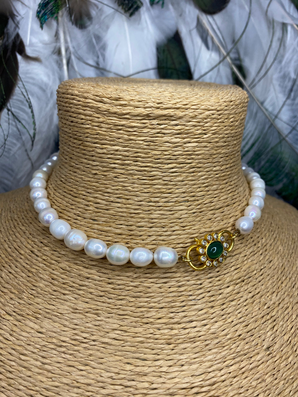 LE CHOKER - Collier Perles d'Eau Douce – Fermoir Onyx & Strass