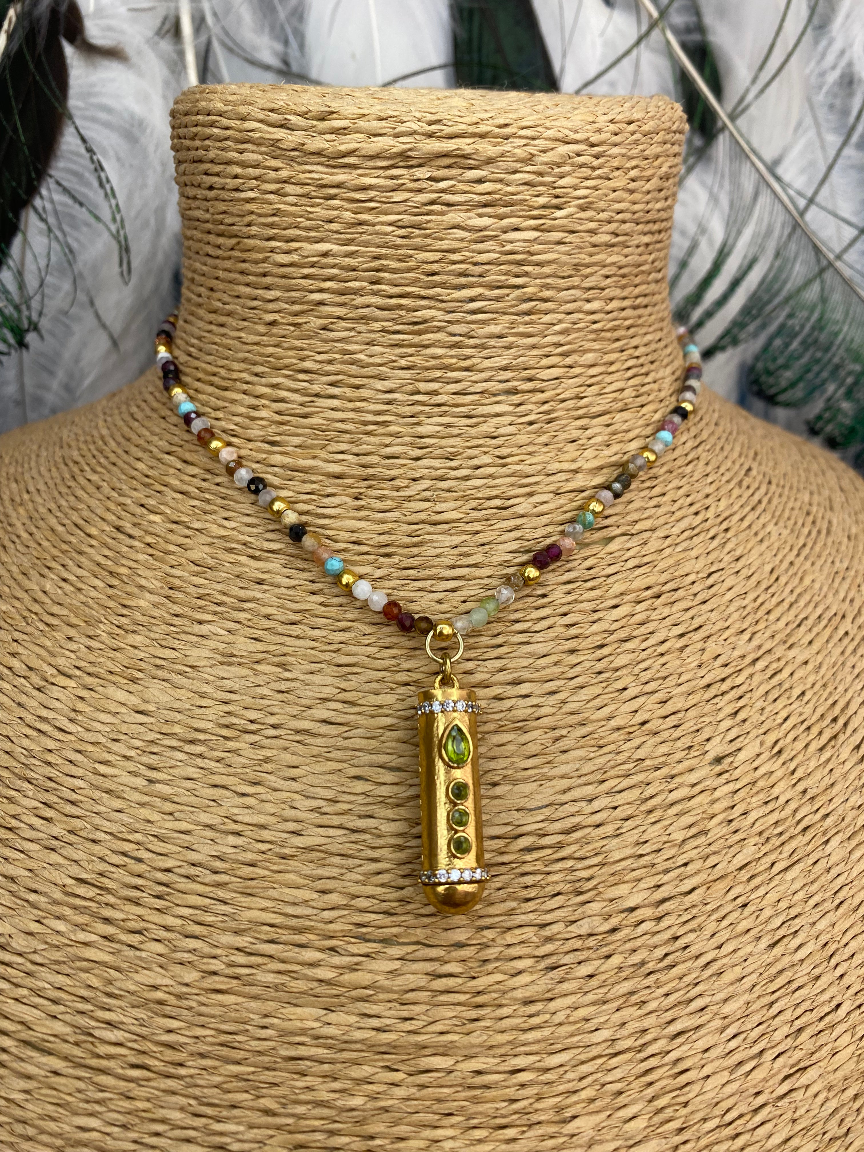 KARMA – Collier Talisman Héliodore & Pierres Naturelles Fait Main
