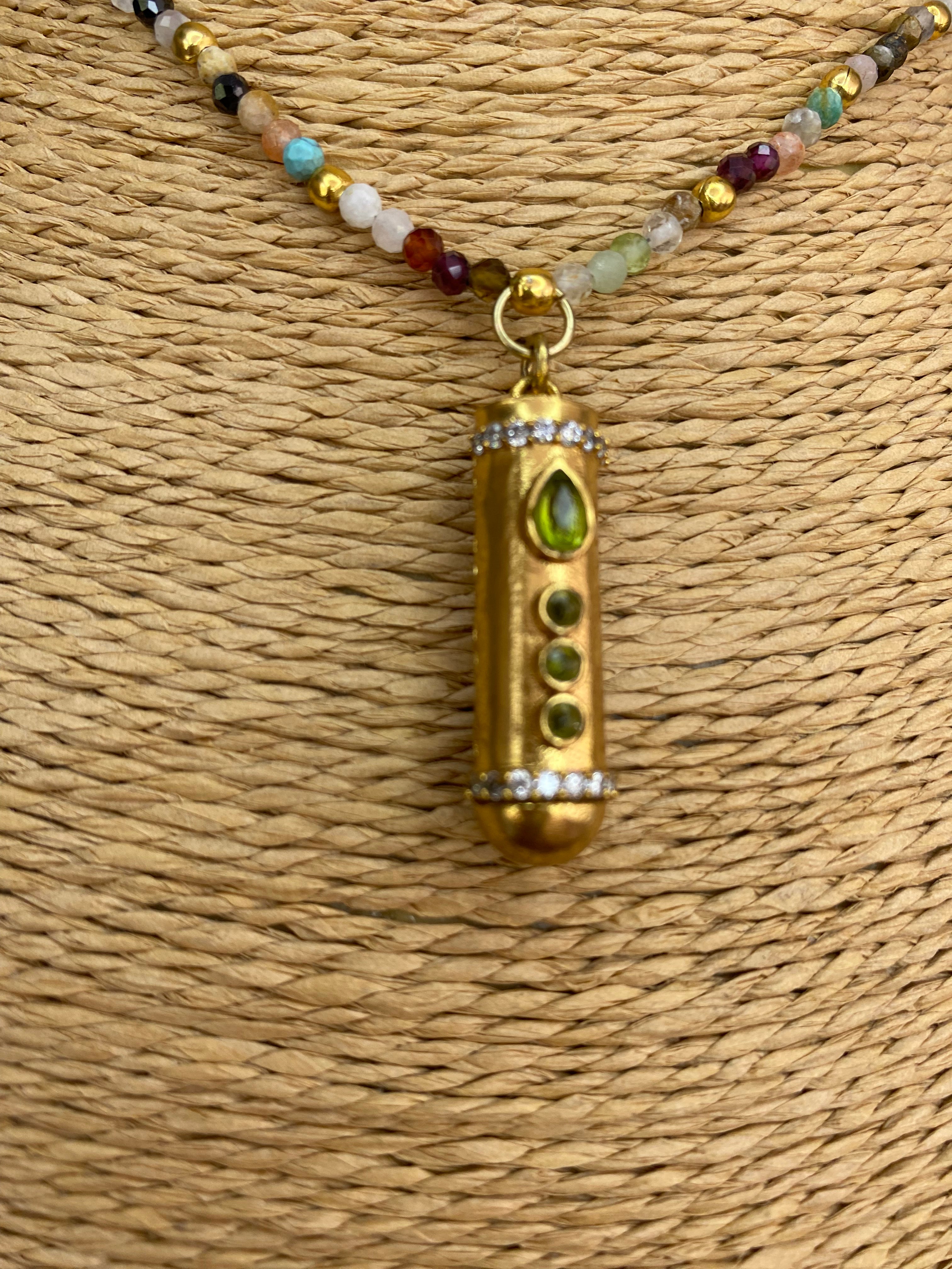 KARMA – Collier Talisman Héliodore & Pierres Naturelles Fait Main