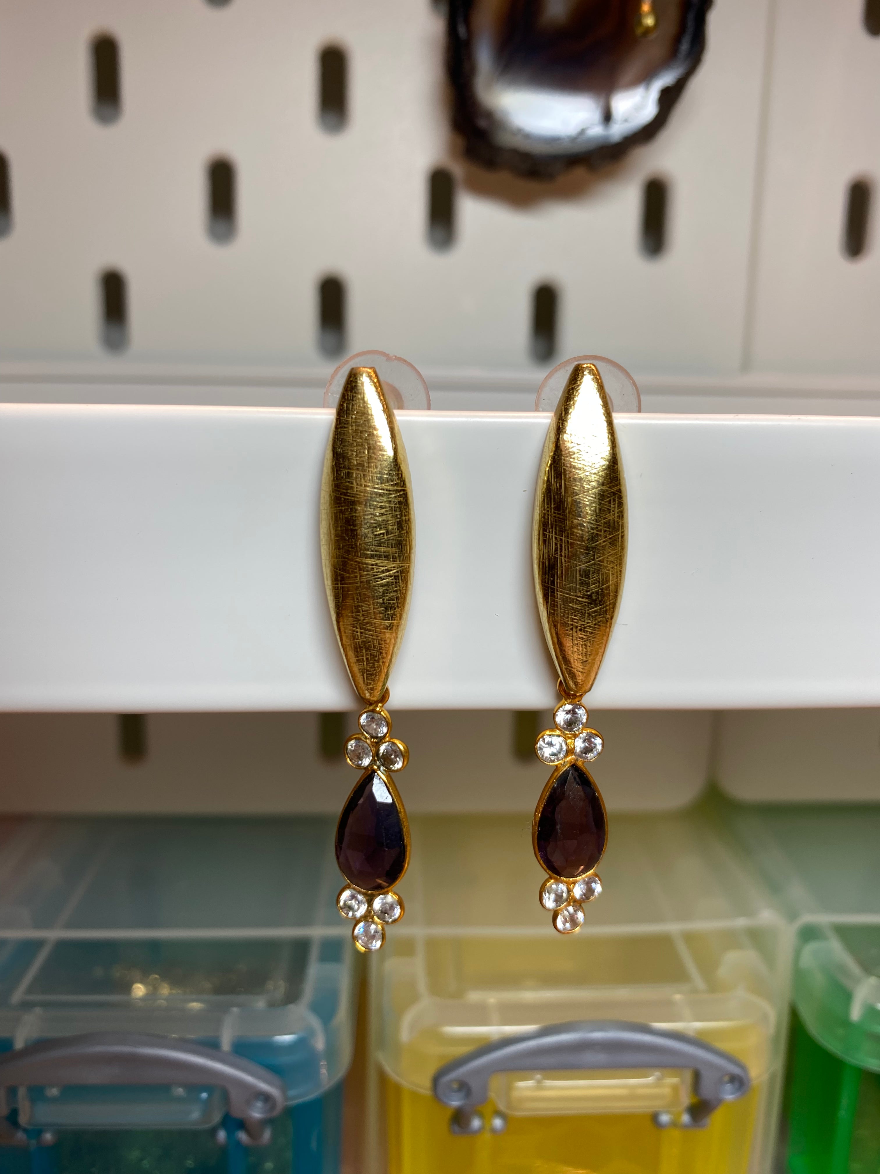 VILASITA - Boucles d'Oreilles Améthyste, Zircons & Plaqué Or